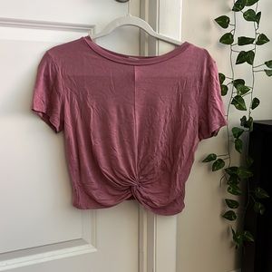 Gaze Short Sleeve Crop Tie Front Top